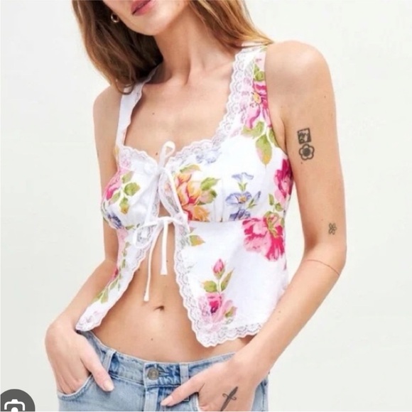 NWT reformation Rosalie linen top in giverny - size 2 - Picture 2 of 5